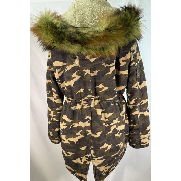 BNCI Boundless North Camouflage Camo Fur Trim Winter Parka Coat Jacket Large - Picture 4 of 8